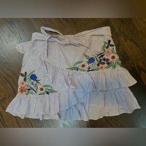 Zara women ruffle mini skirt